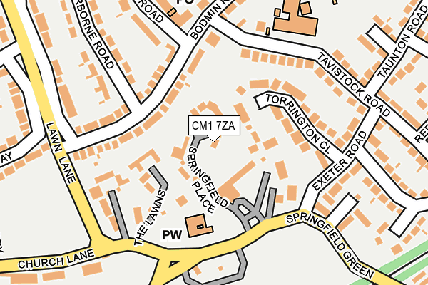 CM1 7ZA map - OS OpenMap – Local (Ordnance Survey)