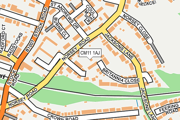 CM11 1AJ map - OS OpenMap – Local (Ordnance Survey)