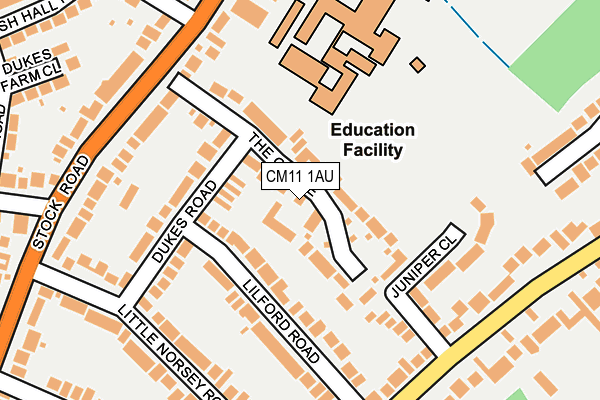 CM11 1AU map - OS OpenMap – Local (Ordnance Survey)