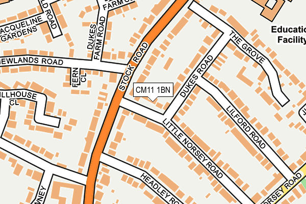 CM11 1BN map - OS OpenMap – Local (Ordnance Survey)