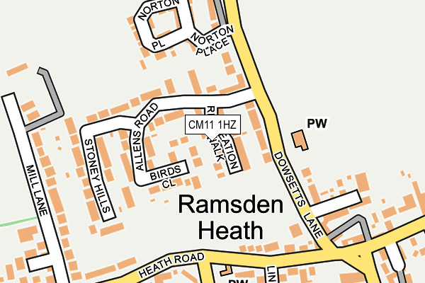 CM11 1HZ map - OS OpenMap – Local (Ordnance Survey)