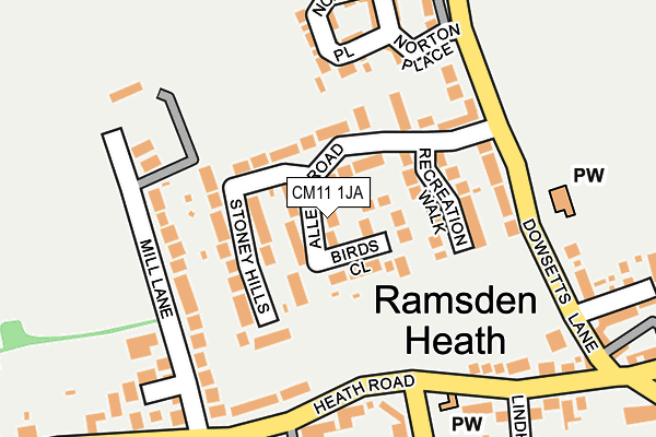 CM11 1JA map - OS OpenMap – Local (Ordnance Survey)