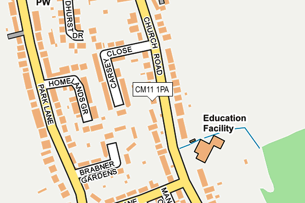 CM11 1PA map - OS OpenMap – Local (Ordnance Survey)