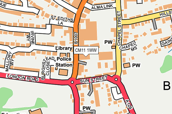 CM11 1WW map - OS OpenMap – Local (Ordnance Survey)