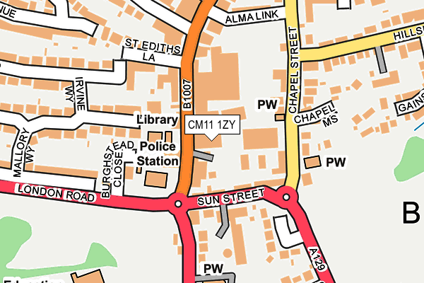 CM11 1ZY map - OS OpenMap – Local (Ordnance Survey)