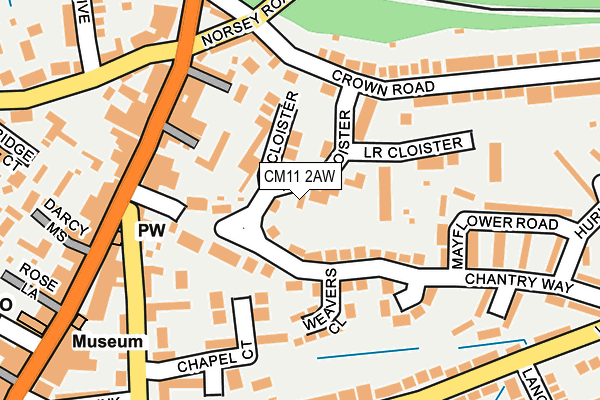 CM11 2AW map - OS OpenMap – Local (Ordnance Survey)
