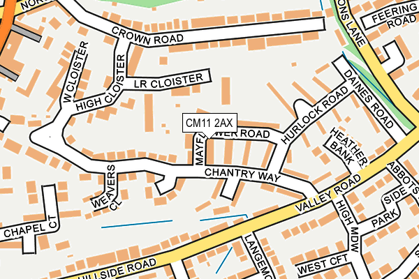 CM11 2AX map - OS OpenMap – Local (Ordnance Survey)