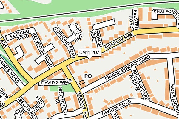 CM11 2DZ map - OS OpenMap – Local (Ordnance Survey)