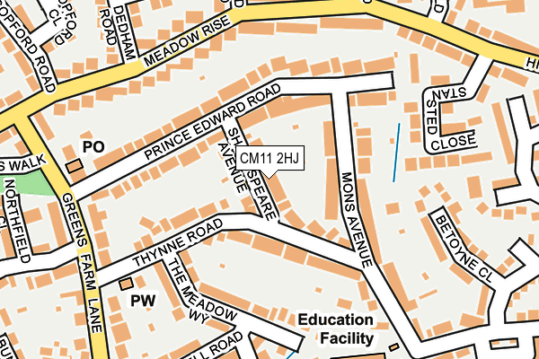 CM11 2HJ map - OS OpenMap – Local (Ordnance Survey)