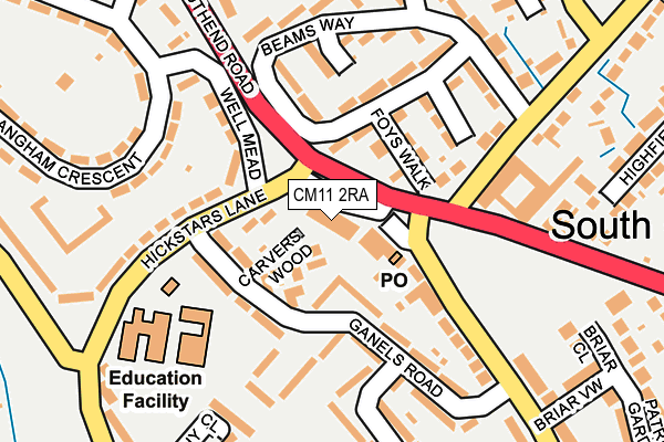 CM11 2RA map - OS OpenMap – Local (Ordnance Survey)