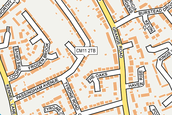 CM11 2TB map - OS OpenMap – Local (Ordnance Survey)