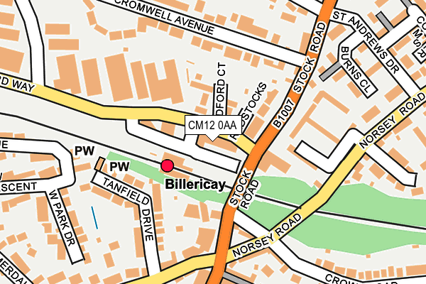 CM12 0AA map - OS OpenMap – Local (Ordnance Survey)