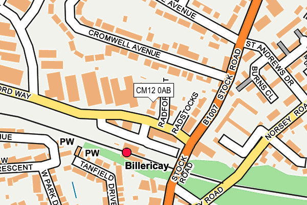 CM12 0AB map - OS OpenMap – Local (Ordnance Survey)