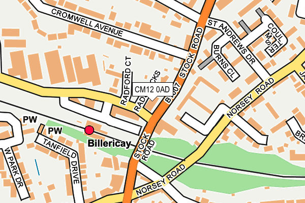 CM12 0AD map - OS OpenMap – Local (Ordnance Survey)