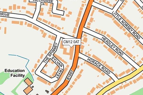 CM12 0AT map - OS OpenMap – Local (Ordnance Survey)