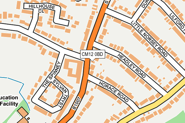 CM12 0BD map - OS OpenMap – Local (Ordnance Survey)