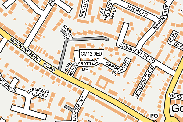 CM12 0ED map - OS OpenMap – Local (Ordnance Survey)