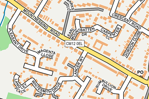 CM12 0EL map - OS OpenMap – Local (Ordnance Survey)