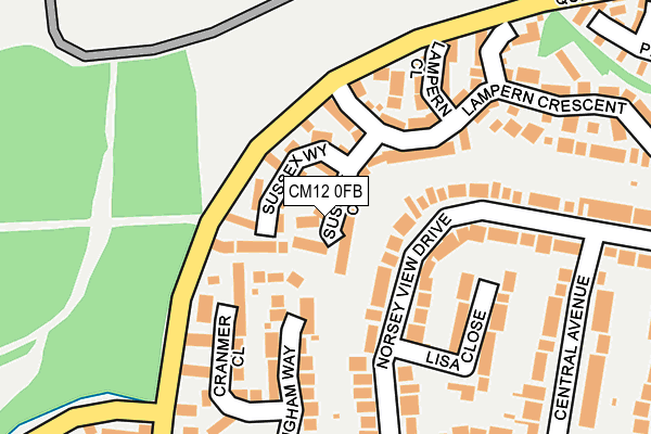 CM12 0FB map - OS OpenMap – Local (Ordnance Survey)