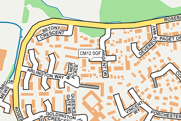 CM12 0GF map - OS OpenMap – Local (Ordnance Survey)