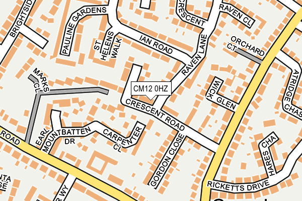 CM12 0HZ map - OS OpenMap – Local (Ordnance Survey)