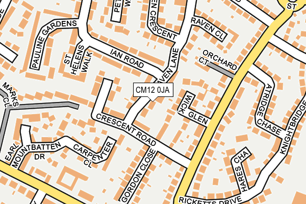 CM12 0JA map - OS OpenMap – Local (Ordnance Survey)