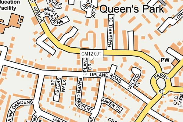 CM12 0JT map - OS OpenMap – Local (Ordnance Survey)