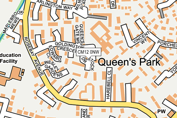 CM12 0NW map - OS OpenMap – Local (Ordnance Survey)