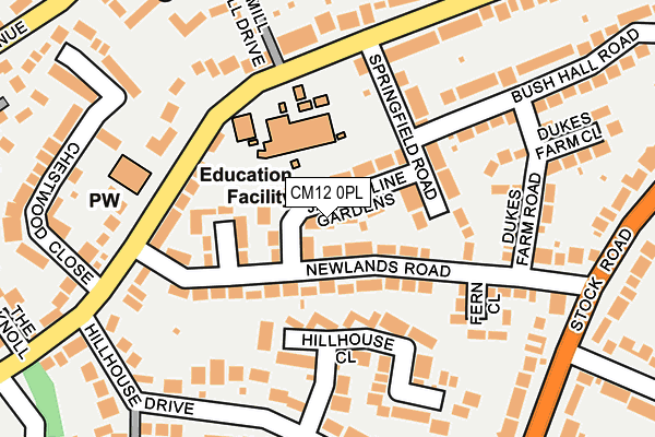 CM12 0PL map - OS OpenMap – Local (Ordnance Survey)