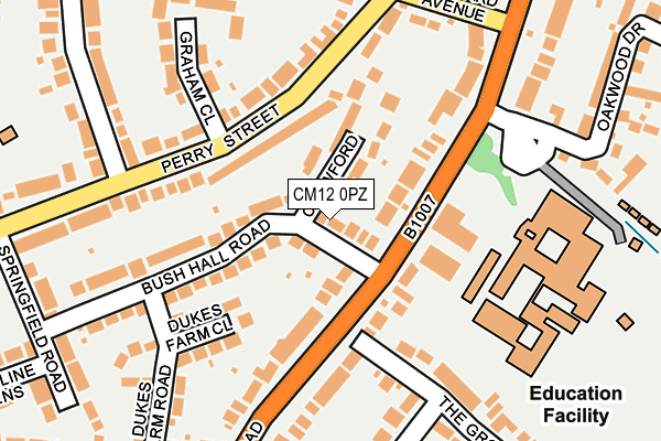 CM12 0PZ map - OS OpenMap – Local (Ordnance Survey)