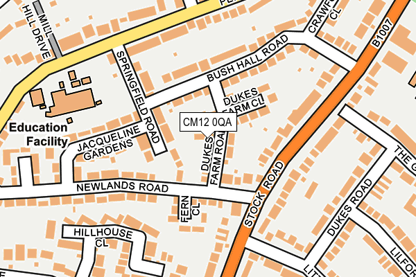 CM12 0QA map - OS OpenMap – Local (Ordnance Survey)