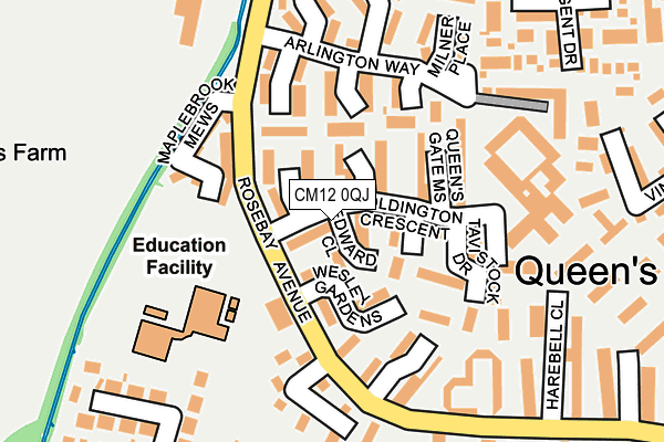 CM12 0QJ map - OS OpenMap – Local (Ordnance Survey)