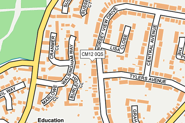 CM12 0QS map - OS OpenMap – Local (Ordnance Survey)