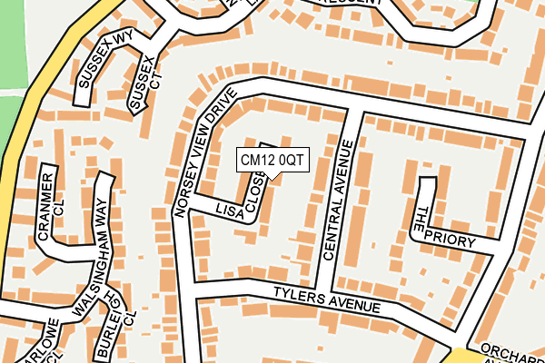 CM12 0QT map - OS OpenMap – Local (Ordnance Survey)
