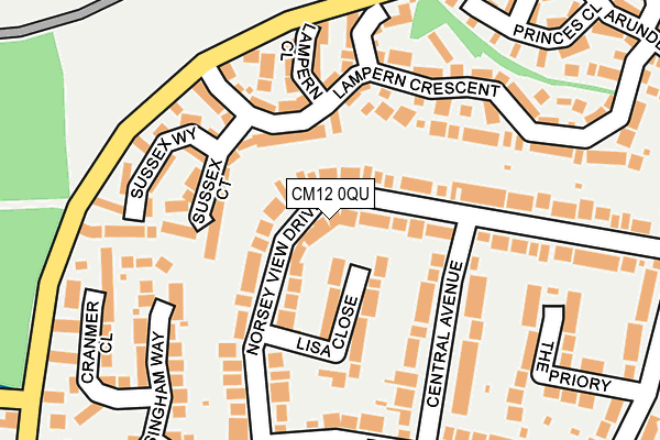 CM12 0QU map - OS OpenMap – Local (Ordnance Survey)