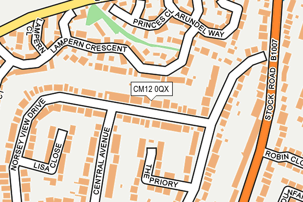 CM12 0QX map - OS OpenMap – Local (Ordnance Survey)