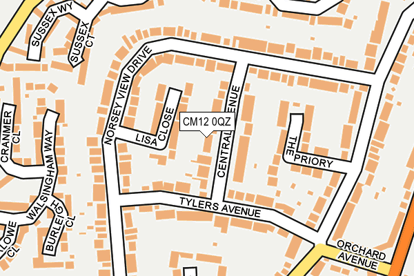 CM12 0QZ map - OS OpenMap – Local (Ordnance Survey)