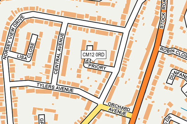 CM12 0RD map - OS OpenMap – Local (Ordnance Survey)