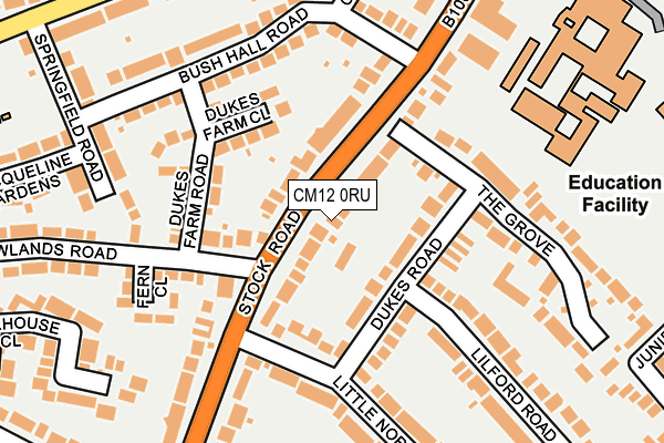 CM12 0RU map - OS OpenMap – Local (Ordnance Survey)