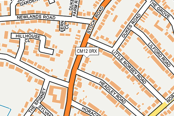 CM12 0RX map - OS OpenMap – Local (Ordnance Survey)