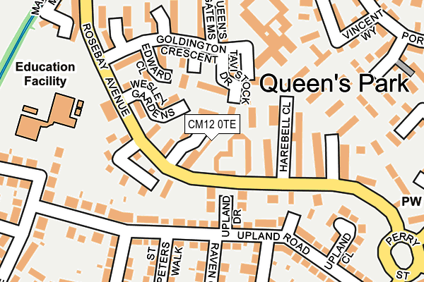 CM12 0TE map - OS OpenMap – Local (Ordnance Survey)