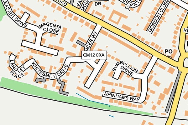 CM12 0XA map - OS OpenMap – Local (Ordnance Survey)