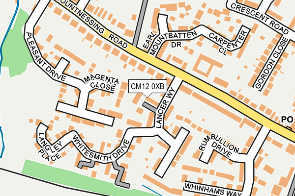 CM12 0XB map - OS OpenMap – Local (Ordnance Survey)