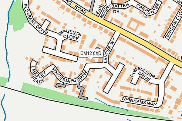 CM12 0XD map - OS OpenMap – Local (Ordnance Survey)