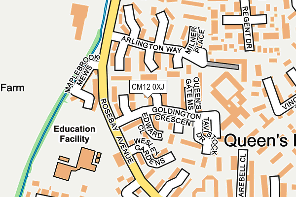CM12 0XJ map - OS OpenMap – Local (Ordnance Survey)