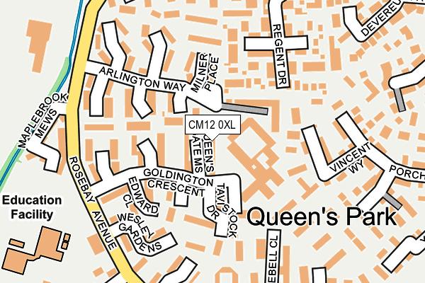 CM12 0XL map - OS OpenMap – Local (Ordnance Survey)