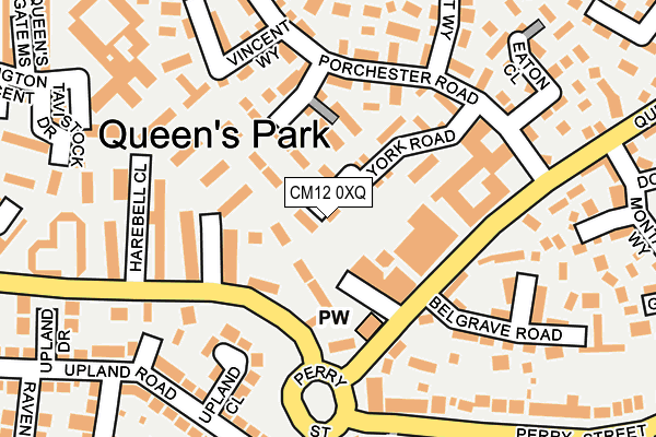 CM12 0XQ map - OS OpenMap – Local (Ordnance Survey)