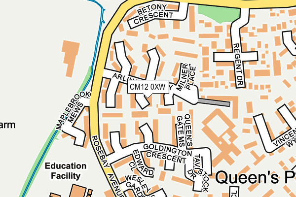 CM12 0XW map - OS OpenMap – Local (Ordnance Survey)