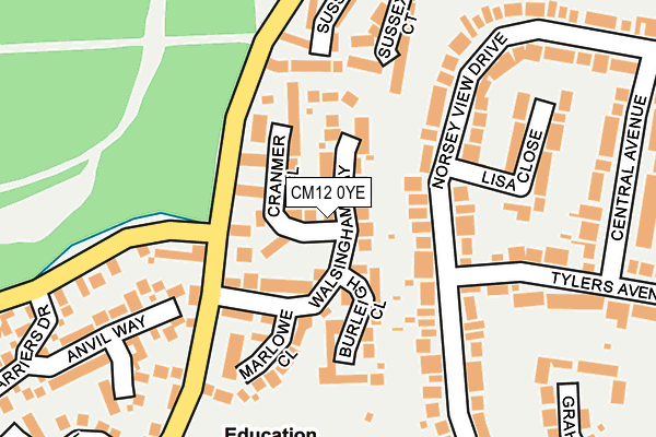 CM12 0YE map - OS OpenMap – Local (Ordnance Survey)