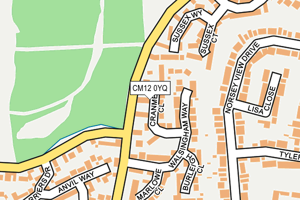 CM12 0YQ map - OS OpenMap – Local (Ordnance Survey)